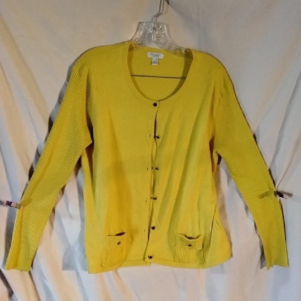 Women's Sunny Yellow Knit Cardigan Sweater Size XL